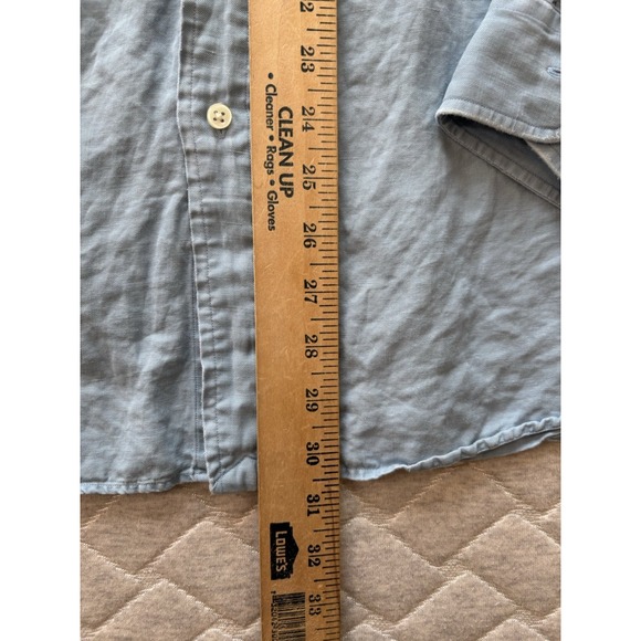 Ralph‎ Lauren Shirt Mens XL Blue Long Sleeve Button Down Linen Silk Classic Fit - Picture 10 of 10